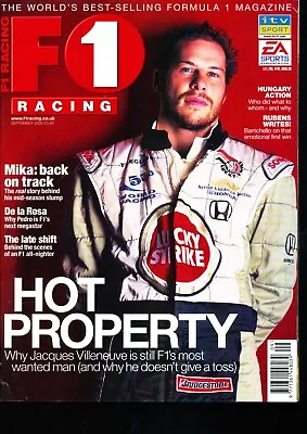 F1 Racing Magazine September 2000 Jacques Villeneuve Mika Hakkinen Ross Brawn • £5.99