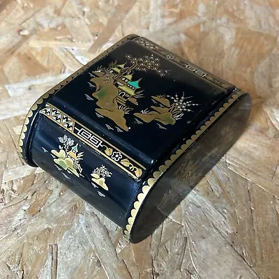 Vintage 6MB Black & Gold Trinket Jewellery Box Chinese Japanese Pattern Lt1 • £7.99