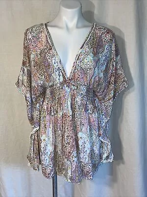 Victoria's Secret Caftan Boho Paisly Swim Cover Up Size L Large Festival Vibe • $49.99