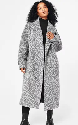 Biba Zebra Coat Womens Grey Size UK 16 #REF140 • £62.99