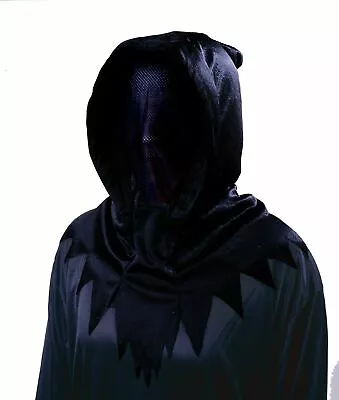 Black Invisible Mask Halloween Costume Hood Hooded No-Face See Through Reaper • $15.99