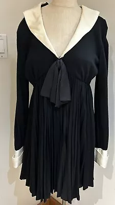 Mr. Mort By Stan Herman 1960's Black Cocktail Dress Sz Small Lng Sleeve Vintage • $67.15