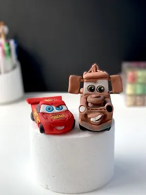 Unofficial Lighting McQueen And Mater Cars Handmade Edible Birthday Cake Topper • £61.99