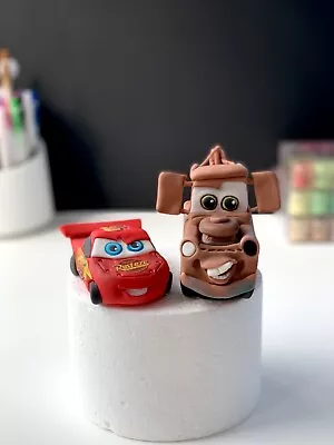 Unofficial Lighting McQueen And Mater Cars Handmade Edible Birthday Cake Topper • £61.99