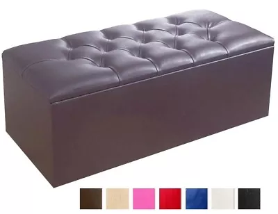 Large Faux Leather Chesterfield Ottoman Box Storage Box Blanket Box Toy Box • £109.99