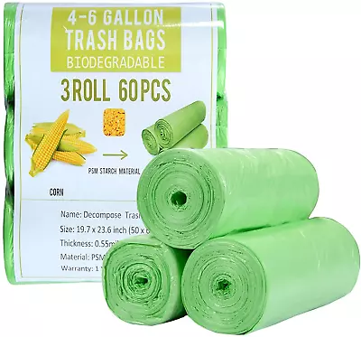 Small Plastic Trash Bags Biodegradable Compost Recycling Friendly Garbage 60CT • $9.32