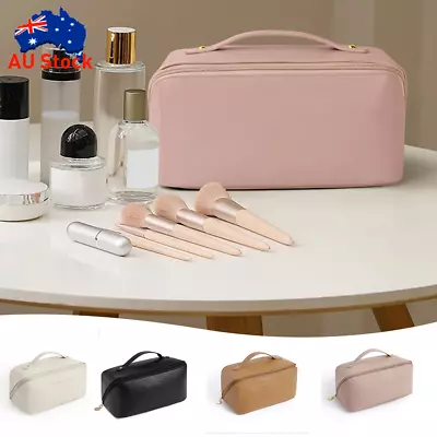 $12.25 • Buy Large Capacity Travel Cosmetic Bag Makeup Brushes Slots Dividers Organizer Pouch