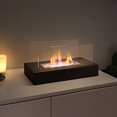 £39.95 • Buy Bio Ethanol Fire Pit Tabletop Fireplace Glass Burner Heater Indoor Outdoor Fire