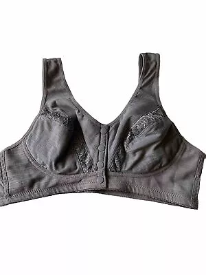 New Without Tags Grey Buttoned Bra Bralette Crop Top Bra Large 14-16 • £4.99