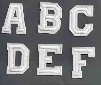 $1.99 • Buy New Alphabet Letters Patch Varsity 2 Inch White On Cream Sew Or Iron On Letter