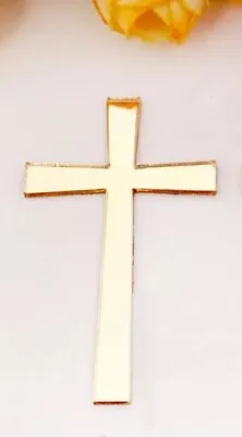 Gold Acrylic Cross Cake Topper Christening  Holy Communion  Wedding • £3.50