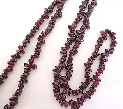 Elegant Vintage Estate Bohemian Garnet Hand Strung Nugget Bead Necklace 36  • $5