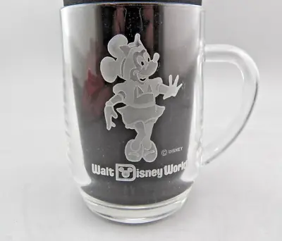 Disney’s MINNIE MOUSE Clear Etched Glass Mug Cup Coffee Tea By Luminare GUC • $12.94