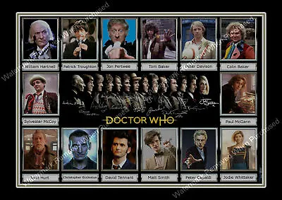 £8.25 • Buy Doctor Who Signed 14 Doctors - Limited Edition Autograph A4 Photo Print