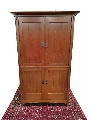 STICKLEY Arts Crafts Mission Collection Quartersawn Oak #32 Onandaga TV Armoire  • $1480.79