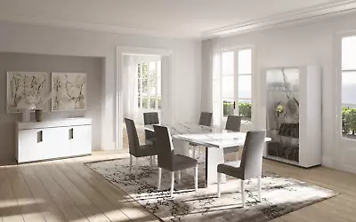 ESF Carrara White Finish Dining Room 7 Piece Set Made In Italy By Status Italy • $4199