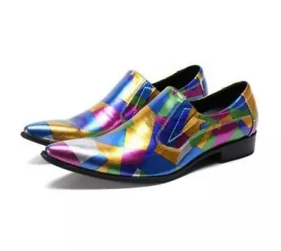 Mens New Trendy Leather Multicolor Pointed Toe Formal Casual Shoes Loafers MOON • $78.47