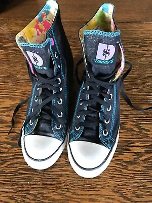 $21 • Buy Daddy's Money Sneakers Size 8.5 Secret Wedge High Top Shoes Multicolored Black