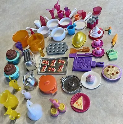 50 Pc. Lot Vintage & Modern Doll House Kitchen Accessories Barbie & Friends Misc • $22.99