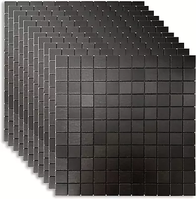 11-Sheet Peel And Stick Backsplash Tiles Brushed Aluminum Surface Metal Mosaic  • $76.99