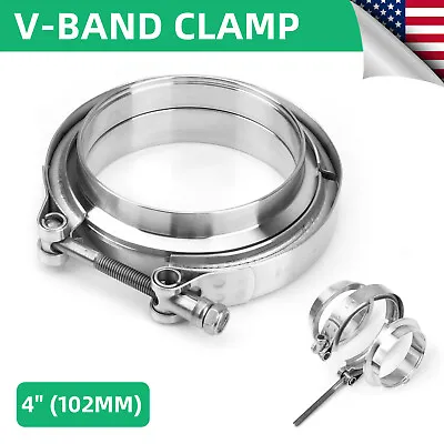 $33.29 • Buy 4  V Band Clamp 304 Stainless Steel With Male Female Flange Universal,4 Inch