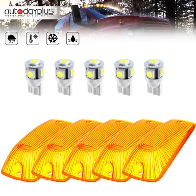 $10.52 • Buy 5x Cab Marker Roof Light Amber + Free 5X 5050 White LED For GMC/Chevy C1500-3500