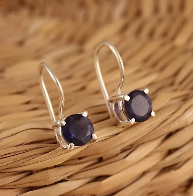 Natural Iolite Solid 925 Sterling Silver Stylish Earrings Gift Boxed • £16.68