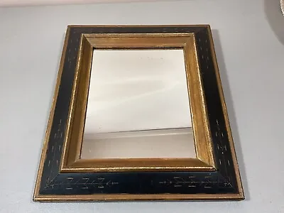 Antique Mirror Framed Art Deco Black Gold Hand Etched 1920-1940 Wall Décor • $48