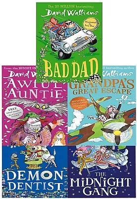 David Walliams Collection 5 Books Set Series 2 Code Midnight Gang Bad Dad Awfu • £24.49