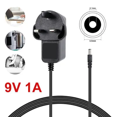 9v Power Supply UK 9v Adaptor 9v Charger 9 Volt Power Supply UK 9V 1A AC/DC PLUG • £5.59