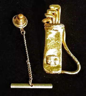Vintage Golden Golf Bag Tie Tack Pin Signed Adams  • $25