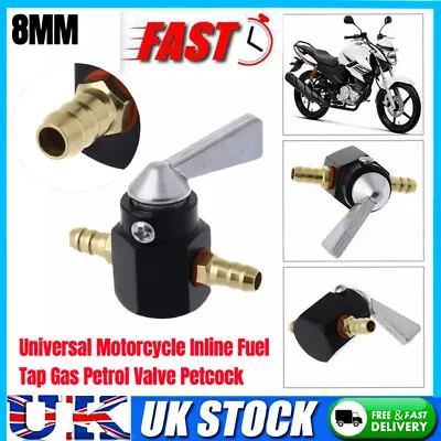8mm Inline Petrol Fuel Tap Oil Tank Switch For Motorcycle Quad Motorbike Scooter • £5.88
