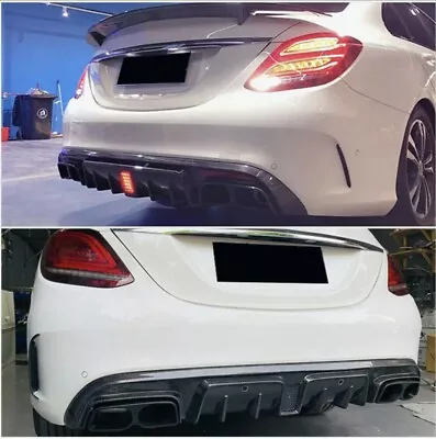 Carbon Fiber Rear Bumper Diffuser W/ Light Fit For Mercedes Benz W205 C43 C63AMG • $340