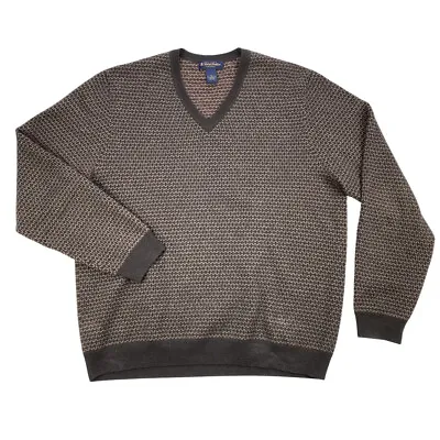 $34.95 • Buy Brooks Brothers 100% Lambswool Mens XL Brown Fair Isle V Neck Wool Knit Sweater
