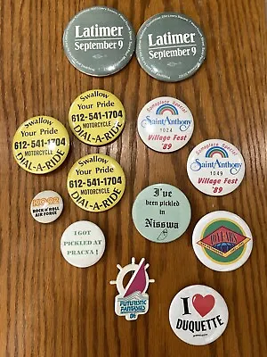 Lot Of Vintage Pins Buttons Novelty Events Small Town America Minnesota • $15.88