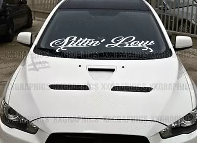 Sittin' Low Windshield Decal Sticker JDM Banner KDM Euro Slammed Lowered USDM • $14.99