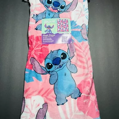 Disney Lilo & Stitch Spring Summer Blanket 50”x70” Tropical Flowers Pink Purple • $41.64