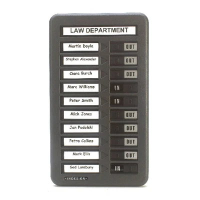 £76 • Buy Indesign Grey In/Out Board Single Column 10 Names WPIT10I