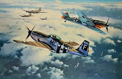 Clash Of Eagles By Anthony Saunders Art Signed By Mustang And Luftwaffe Pilots • $145