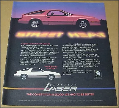 1986 Chrysler Laser XT Print Ad Car Automobile Advertisement Vintage Mastercard • $12.39