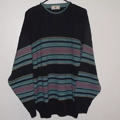 MEN'S 'ICELANDIC' / 'FAIR ISLE'-STYLE SWEATER CLASSIC PULLOVER ~ Size XL ~ Good • $14.99