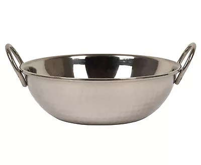 Trifri Stainless Steel Kadai With Handle Authentic Indian Hammered-Azk • $16.69