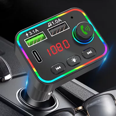 Bluetooth Car FM Transmitter MP3 Radio Wireless Adapter Phone Fast Charge◃ • £7.94