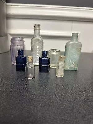 Lot Of 8 Vintage Glass Medicine Bottles Apothecary Blue/Green/Purple And Clear • $15.55