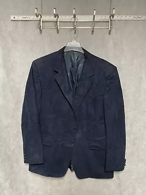 Dallas Blazer Men 46R Blue Suede Cowboy Rodeo Sport Coat Jacket Luxury Western • $51.27