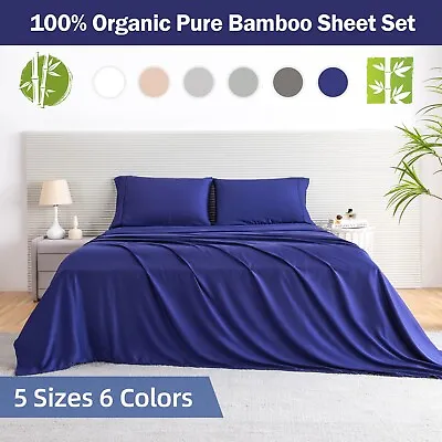 $74 • Buy 100% Bamboo Sheet Set Flat Fitted Pillowcases Sets S/KS/D/Q/K Luxury AU