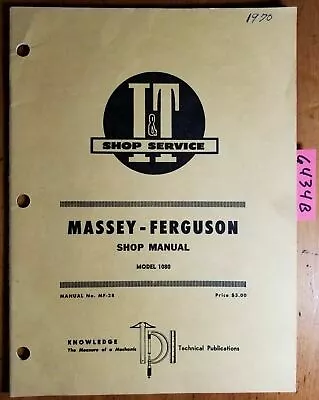 I&T Massey Ferguson MF 1080 Tractor Shop Service Manual MF-28 1970 • $20