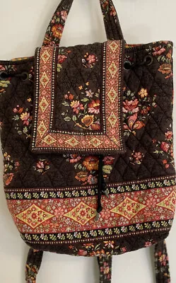 Vera Bradley Quilted Backpack Brown Floral Retired Chocolat • $24.95