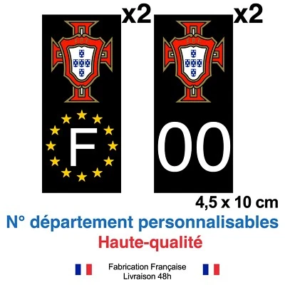 2 Stickers Drapeau Portugal Style Plaque Immatriculation - Autocollants Vinyle Qualité 4.66x10.23 Cm - Pour Valise, Voiture - 6