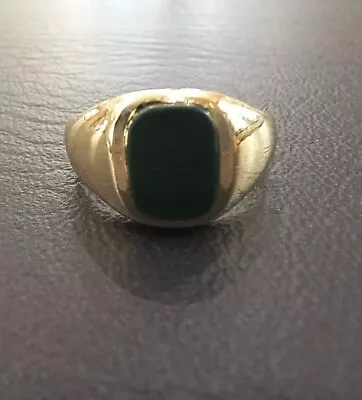 Men's Unisex Hallmarked 9ct Yellow Gold Cushion-Shaped Onyx Signet Ring Size N • £175